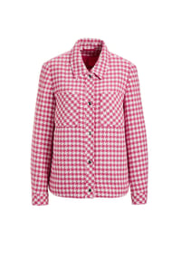 GOLDNER - Kurzgröße:  Blazer mit Hahnentrittmuster - grün / weiß / gemustert