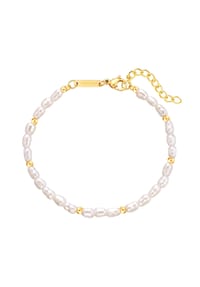 EAST / SIDE - Damen Armband aus Edelstahl in Gelbgold mit Perle (synth.) - weiß