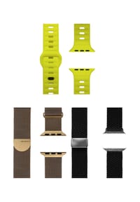 WRISTR - Smartwatch-Armband (3-tlg. Set) Motus-Weave-Milanese kompatibel mit Apple Watch (40/44 mm) - Gelb / Silber / Gelbgold