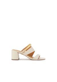 Kazar - Pantoletten mit Absatz und Metallbandverzierung - Off-white