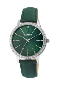 RAPTOR Raptor - Damen Quarz Armbanduhr Brilliance mit Lederarmband - 3 ATM - Mineralglas - gold-grau-weiß