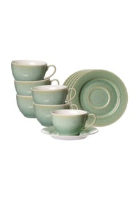 Ritzenhoff & Breker Kaffeetassen mit Untertassen Borneo 220 ml 6er Set grün - BORNEO - grün