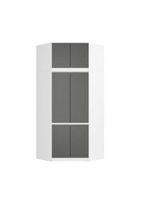 Akord - Eckkleiderschrank S100 mit Aufsatz, 6 Türen und 9 Einlegeböden - artisan-eiche