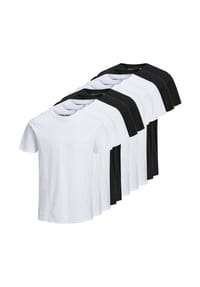 JACK & JONES - Herren T-Shirt, 10er Pack - JJEORGANIC BASIC TEE O-NECK, Kurzarm, Bio-Baumwolle - Schwarz/Weiß