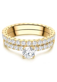 TRILANI 1934 - 2er Set Ringe Sterling Silber gelbgold Zirkonia weiß - gelbgold