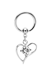 Adelia's - Intimpiercing Ring BCR 316l Stahl in 1,6 mm mit Herz - silber