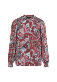 GOLDNER - Kurzgröße:  Satin-Schlupfbluse mit Blumendruck - rot / gemustert