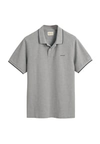 GANT - Herren Poloshirt - TIPPING PIQUE RUGGER, Kurzarm, Knopfleiste, Logo, uni - Beige (Oat)