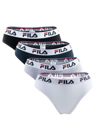 FILA - Damen Brazilian Slip - 4er Pack, Logo-Bund, Cotton Stretch, einfarbig - Schwarz