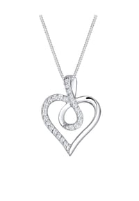 elli. - Halskette Infinity Unendlichkeit Herz Zirkonia 925 Sterling Silber - Silber