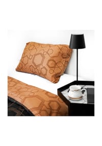 COFI - Bettwäsche aus 100% Baumwolle mit Kissen- und Deckenbezug - Orange, Schwarz