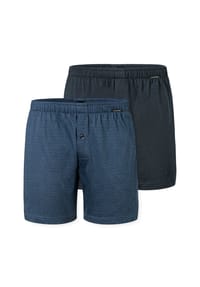 SCHIESSER - Boxershorts 2er Pack Singel-Jersey - Blau / dunkelblau