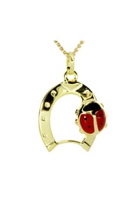 OSTSEE-SCHMUCK® - Kette mit Anhänger , Hufeisen mit Marienkäfer , Gold 333/000 - gold