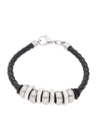 MANGUUN - Damen Armband, Leder/Edelstahl - SCHWARZ