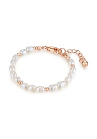 Luluandjane - Damen Armband aus Messing in Roségold mit Süßwasser-Zuchtperle - weiß