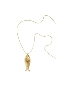 Adelia's - Lange Halskette aus Edelstahl mit Fisch-Anhänger 80 cm + 5 cm - goldfarben