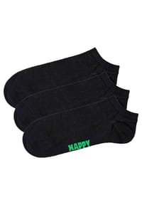 HAPPY SOCKS - Unisex Sneaker-Socken, 3er Pack - Solid Socks Low, Baumwollmischung, einfarbig - Grau/Blau/Grün
