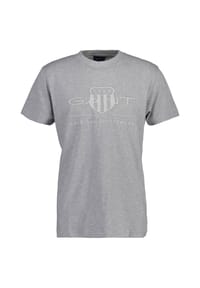 GANT - Herren T-Shirt - REG TONAL SHIELD T-SHIRT, Rundhals, Baumwolle, Stickerei - Grau