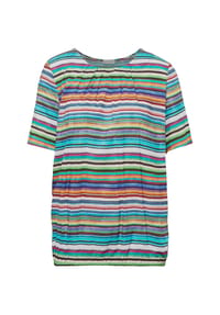GOLDNER - Kurzgröße:  Druckbluse mit liebevollen Details - bunt / geringelt