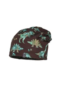 maximo® - MINI-Beanie, reversible Jersey bedruckt/Jersey Melange - rauch-braun-pferde