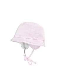 maximo® - BABY-Hütchen, Ohrenklappen Jerseyeinsatz, Futter, Bindeband,  UV 50 - jeansblau-weiß-streifen