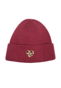 Seasons of April - Beanie ZOE Strick Damen Mütze mit Herz Motiv - weich, warm & modisch - Bordeaux