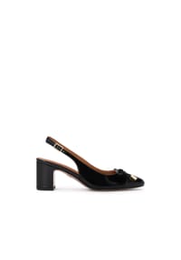 Kazar - Schwarz lackierte Slingback-Pumps auf einem Pfosten mit Schleife - Schwarz