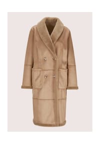 MADELEINE - Wintermantel mit Lammfell-Optik - caramel
