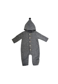 maximo® - GOTS BABY-Overall, Wollfleece Jerseyfutter, Knöpfe, Pompon - düne