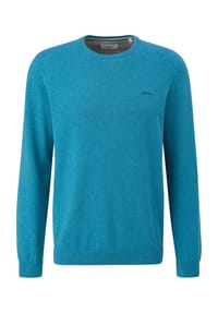 s.Oliver - Strickpullover, Rundhals-Ausschnitt, Logo-Stickerei, für Herren - BLACK/GREY