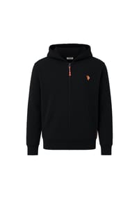 U.S. POLO ASSN. - Herren Sweatjacke - Diagonal Fleece Carbon Finish, Zip- Jacke, Kapuze, Baumwolle - Schwarz