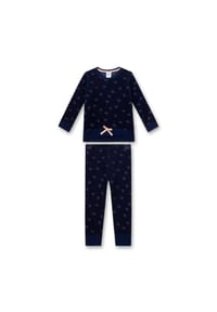 Sanetta - Mädchen Schlafanzug - Nachtwäsche, Pyjama, Bio-Baumwolle, Punkte, Rundhals, lang - Dunkelblau