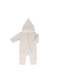 maximo® - GOTS BABY-Overall, Baumwollfleece, Reißverschluss, Jerseyfutter - beigemeliert