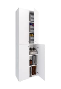 VCM. - XL Holz Großer Schuhschrank Schuhregal Groß Stiefel Dielenmöbel Lona 6 Fächer Drehtüren - Grau