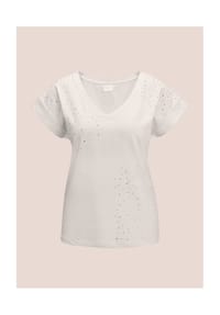 MADELEINE - Sommerliches Jerseyshirt mit V-Ausschnitt - perlweiß
