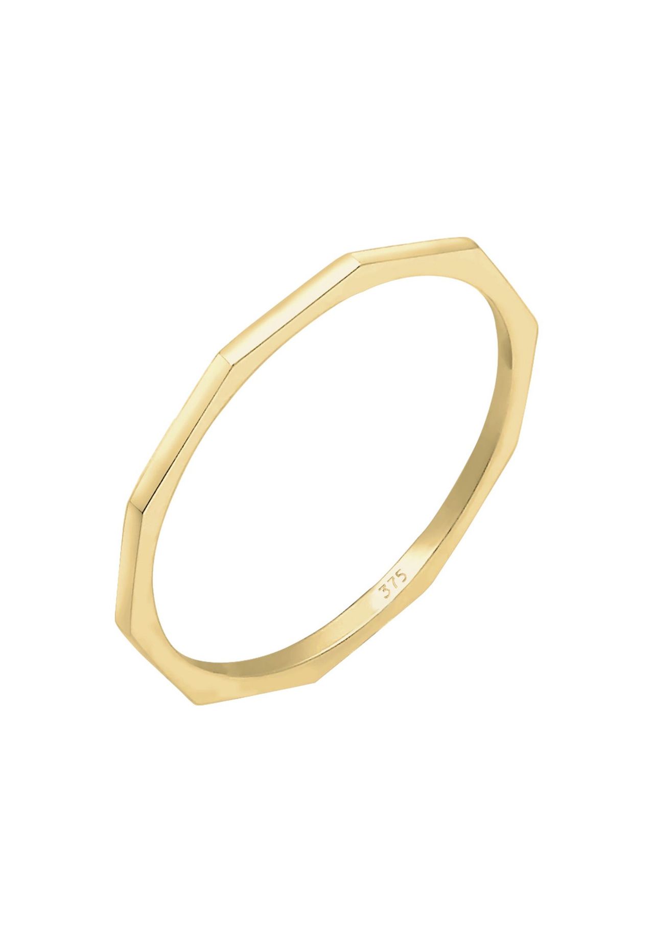 Damen Accessoires Elli PREMIUM Ring Bandring Geo Basic Minimal Look 375Er Gelbgold