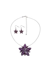 Steuer Modeschmuck - Schmuckset Metall 3 Glasstein - violett