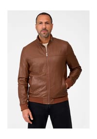 RICANO - Herren Lederjacke Martinus im Blouson-Stil mit Reißverschluss-Stehkragen - Schwarz