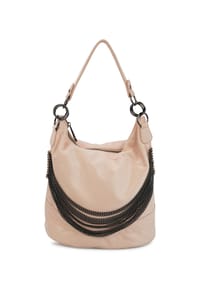 HARPA - Schultertasche Cher aus changierendem Material, mit Ketten-Verzierung - apricot pink