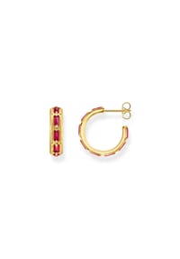 Thomas Sabo Rebel at heart - Creolen Krokodilpanzer mit roten Steinen - gelbgoldfarben, dunkelrot