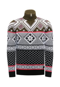 RUSTY NEAL® - Strickpullover mit winterlichem Muster - Schwarz