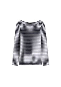 Marc O'Polo - Damen Langarmshirt - Slub-Jersey T-Shirt Longsleeve, Regular Fit, Baumwolle, gestreift - Beige/Weiß