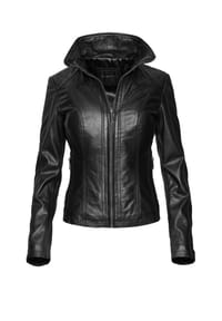 bugatti - Lederjacke mit Umlegekragen - black