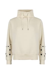 ROADSIGN® australia - Damen Sweatshirt Amour mit Herzstickerei und Schalkragen - beige