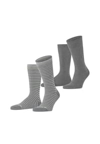 Burlington - Everyday Stripe Socken, 2er-Pack, für Herren - 3000 BLACK