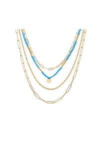 YOKOAMii - Kette mit Anhänger gelbgold Naturstein türkis - gelbgold