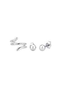 elli. - Ohrringe Set Stecker Earcuff Geo Basic Minimal 925 Silber - Silber