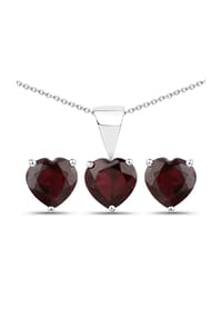 caї - Schmuck-Set 925/- Sterling Silber 3 Granat 2,94 ct. - weiß
