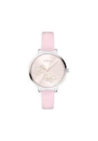 s.Oliver - Uhr - mit filigranem Blumendesign - grau