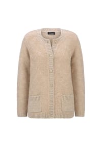 GOLDNER - Kurzgröße:  Warme Strickjacke aus Merinowolle - beige / gemustert
